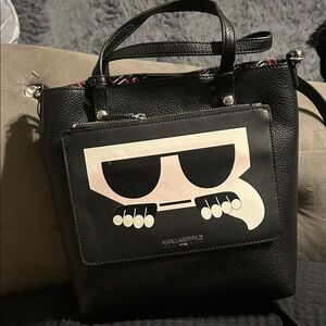 Karl Lagerfeld Black and White Graphic Tote